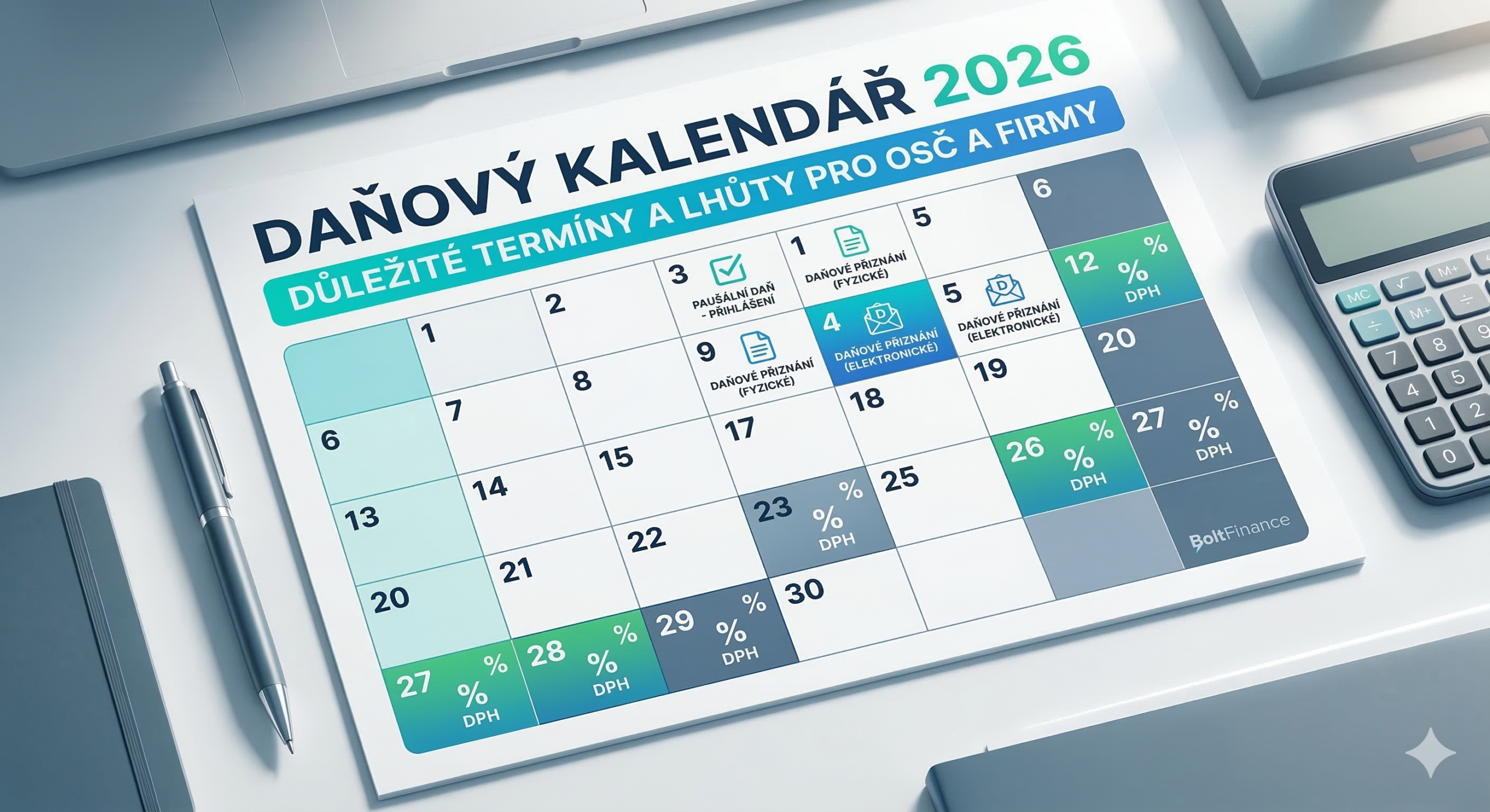 Daňový kalendář 2026 ilustrace